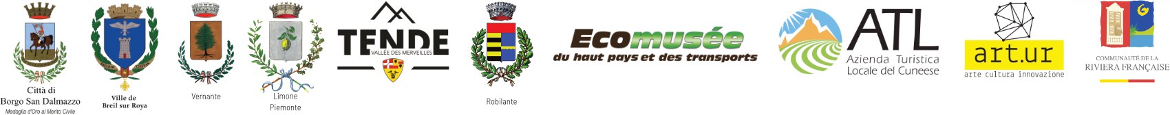 Project partners: Borgo San Dalmazzo, Breil-sur-Roya, Vernante, Limone Piemonte, Tende, Robilante, Écomusée du haut pays et des transports, ATL del Cuneese, art.ur, Communauté de la Riviera française